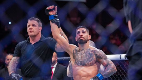 'New featherweight champion' Ilia Topuria oozing with confidence ahead of bout at UFC 298 against legendary champ Alex Volkanovski taken Las Vegas (UFC). Photo by David Yeazell/USA Today Sports